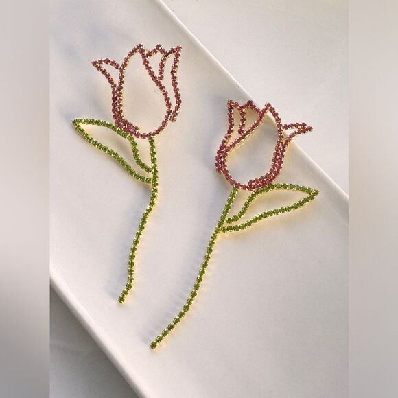 New! Zara Rhinestone Tulip Earrings - Picture 5 of 5